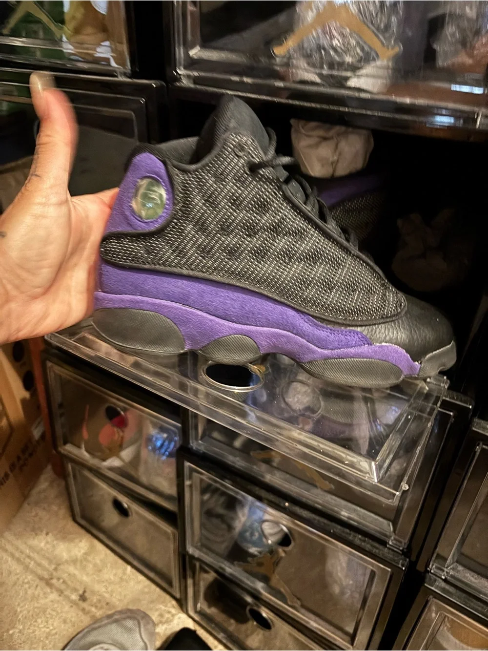 Jordan Black and Purple Men's Basketball Sneakers